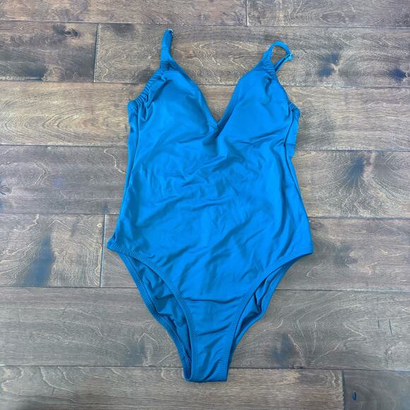 Kona Sol Women's Small One piece Swimsuit Green V-Neck - Picture 1 of 9